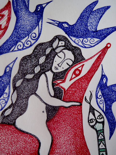 She\u0026#39;s sourrounded by friends (detail) - Beatrice Poggio - artist