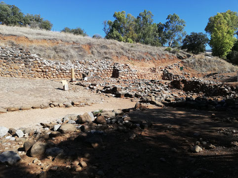 The outer wall, a plaza and an altar at the entrance to the Iron Age city of Dan.