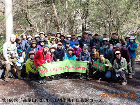 出発前の集合写真：日影沢コースの林道入り口
