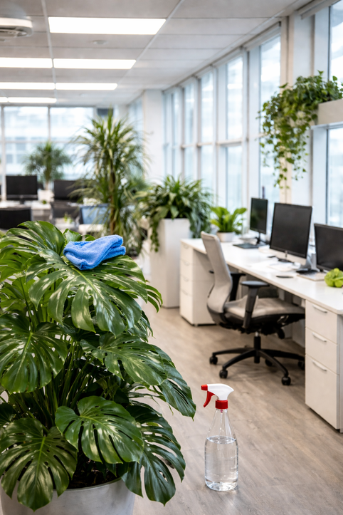 entretien de plantes vertes au bureau