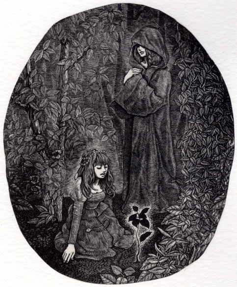 マレーン姫/ 木口木版/10×8cm/シート価格￥12,100(税込み)/額装込み ￥16,400(税込み)