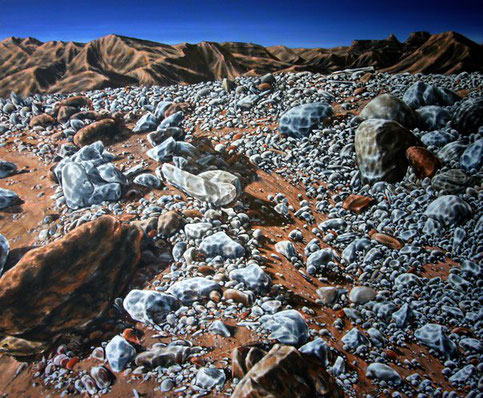 Wüstenansicht     1,20 x 1,00 m     Acryl & Ölstift auf Leinwand  / acrylic & oil pen on canvas