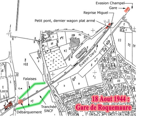 Plan de la voie ferrée à Roquemaure entre la gare et la falaise sur la Route de Bagnols sur Cèze