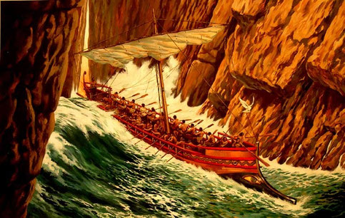 ARGONAUTI, di A.Molino. Tempera su cartone. Da AIRONE, 1995