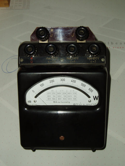 Hartmann & Braun  Leistungsmessgerät ( Wattmeter ) bis 600 Watt.