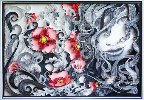 quilling, quilling art, paper, paper art, design, wall art, quilling wall art,girl, flowers, quilling flower, poppies, gift, love, love art, love artwork,  Etsy, любовь, квиллинг, бумага, дизайн