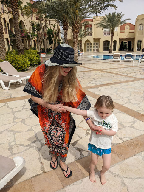 Playtime at the pool with grandmum