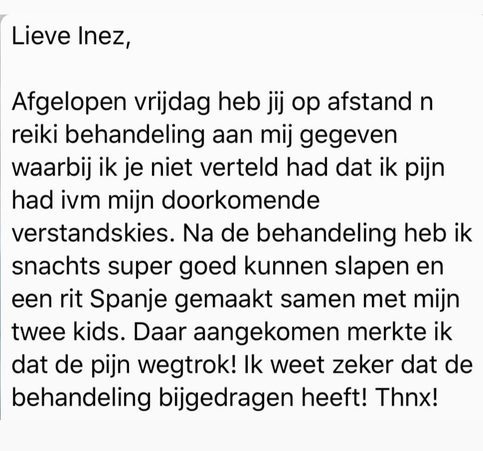 Een berichtje van een klant na een afstandbehandeling