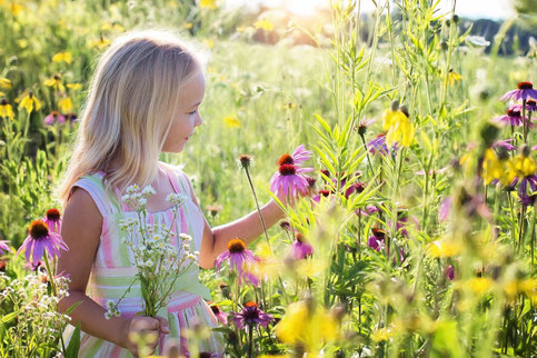 Hochsensibles Kind auf einer Blumenwiese