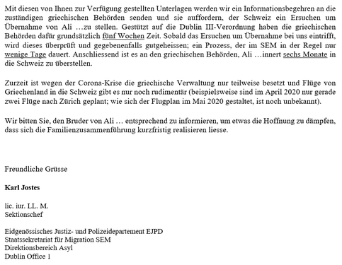 Antwort SEM auf Antrag für Ali