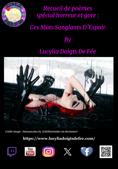 Couverture du recueil Ces Mots Sanglants D'Espoir, réalisée par Lucylia Doigts De Fée avec Google Slide