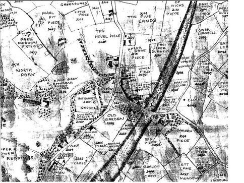 This shows the railway but no houses or Moseley station. The Grove is shown as “Part Upper Dunwells”