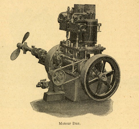 Moteur DAN à pétrole  (almanach du marin Breton 1907)