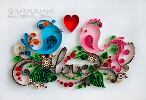 quilling, quilling art, paper, paper art, design. wall art, quilling wall art, love birds wedding, Etsy, любовь птицы квиллинг, бумага, дизайн