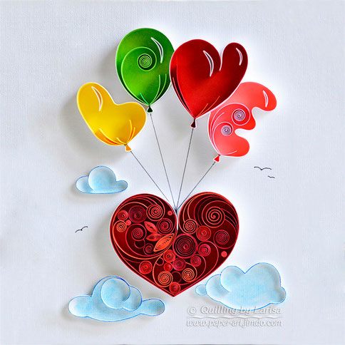 quilling, quilling art, paper, paper art, design. wall art, quilling wall art, love,  love, love art, artwork, clouds, heart, quilling heart, paper heart,  любовь, любовь, квиллинг, бумага, дизайн