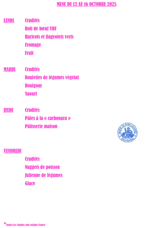 MENU CANTINE