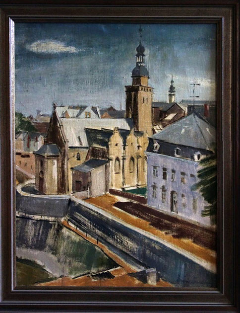 Emil Flecken, Ansicht der Clemens-Kirche, Öl auf Leinwand, 