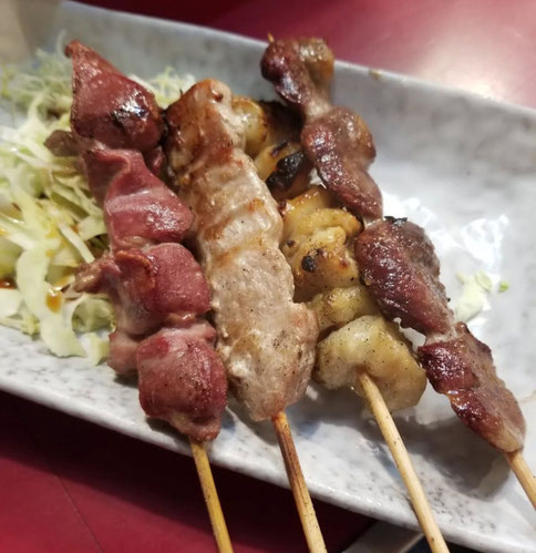 屋台：こがちゃん、料理：おまかせ串盛り5本