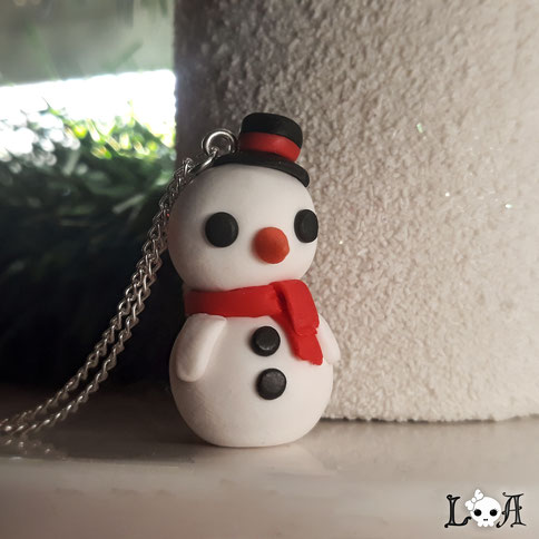 Kawaii Christmas Snowman Necklace
