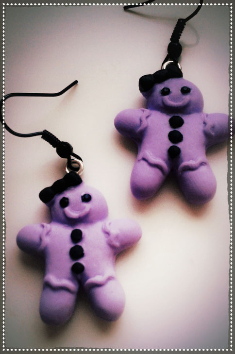 Pastel Goth Gingerbread Girl earrings