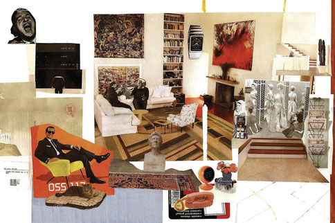 Midnight, collage acrylic, digital print on canvas