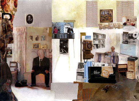 Retirement, 70x100cm, collage, pencil, acrylic, digital print on canvas