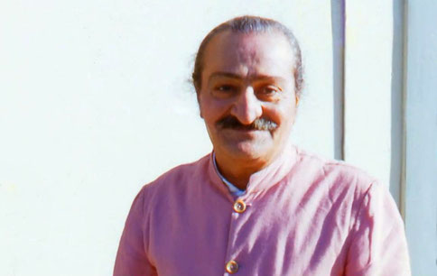 Meher Baba at Sydney's Mascot airport 11th August 1956 en route to Melbourne. Photo taken by Robert Rouse ( close up of the original )