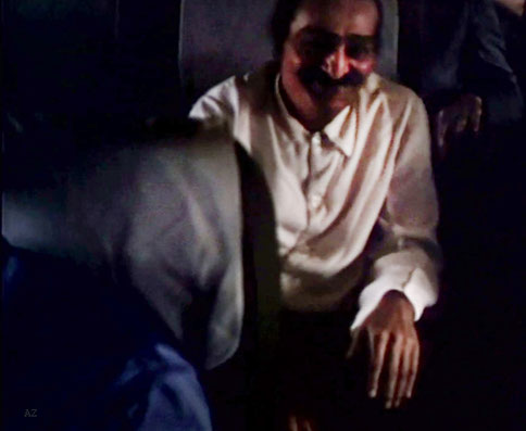 1956 - Meher Baba flying from Newark Airport to Wilmington, NC. Image captured by Anthony Zois from a film by Sufism Reoriented.