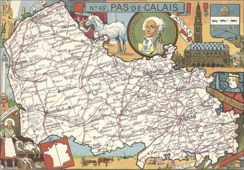 Recto d'une carte postale timbrée envoyée depuis le Pas-de-Calais