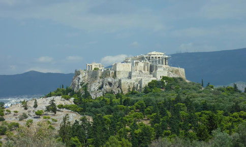 Aussicht zur Akropolis vom Pnyx aus