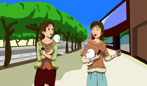 街へお出掛けイラスト