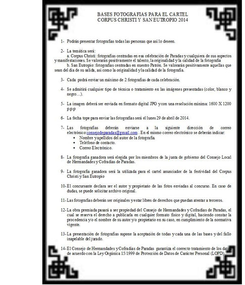 bases para el cartel del Corpus y San Eutropio 2014