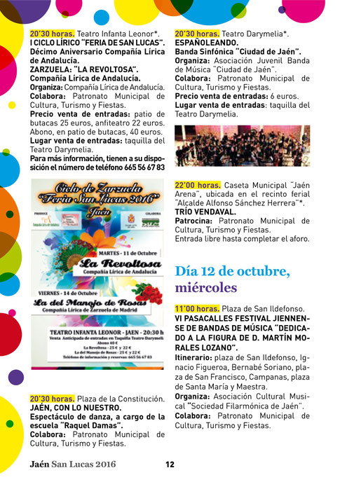 Programa de la Feria y Fiestas de San Lucas en Jaén