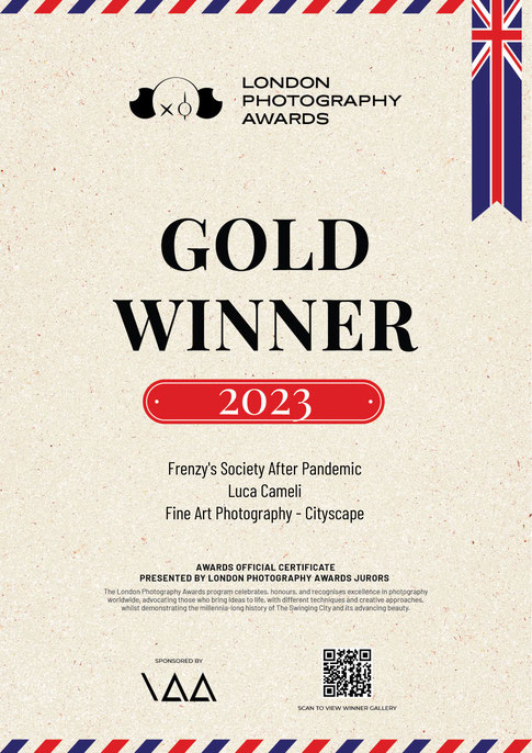 London Photography Awards 2023 Certificate Gold Winner ~ Frenzy's Society After Pandemic. © Luca Cameli Photographer