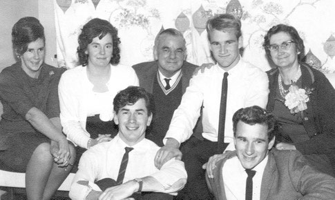 Back: Maureen, Fay, Arthur Fox, Dennis, Rosa Fox (Devlin).  Front: David, Robert, Absent: James
