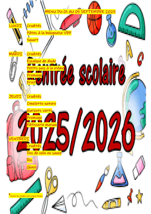 MENU CANTINE