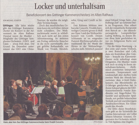 Konzertkritik, Benefiz-Adventskonzert, 21. Nov. 2014, Altes Rathaus, Göttingen
