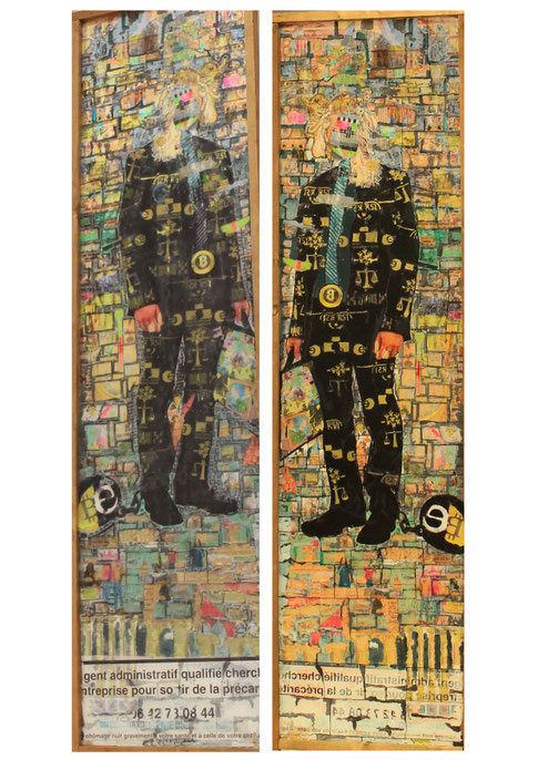 Techniques mixtes & transferts d'images sur plexiglas, 220X50cm, 2016