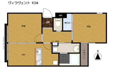 ヴィラヴェント205号室　間取り図
