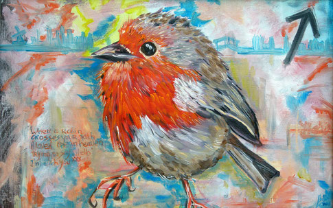 17.Skyline robin 40x60 cm VERKOCHT