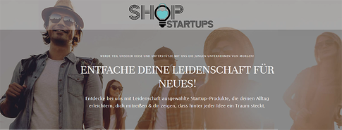 Screenshot der Startseite von ShopStartups (verändert) 