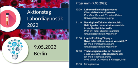 Aktionstag Labordiagnostik 2022, Berlin 9. Mai: Innovative Labormedizin als Systemtreiber im Gesundheitssystem (Bildnachweise Rundgrafiken: v. o. n. u. iStock.com/denkcreative; iStock.com/Hilch)