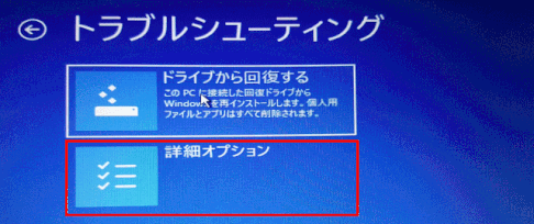 backup_recovery45:トラブルシューティングでは「詳細オプション」