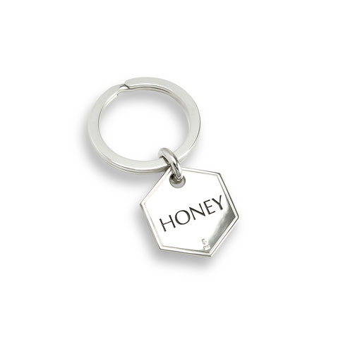Schlüsselanhänger Silber Honig sechseck keycharm keypendant wabe korb bienenkorb Honey honeycomb