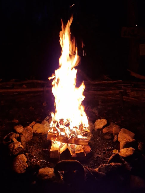 Feuer in der Nacht Flamme sieht aus wie ein Phönix beim landen.