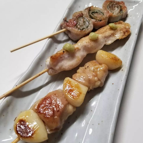 屋台：長浜市民球場、料理：焼き鳥