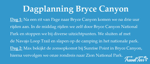 Dagplanning Bryce Canyon