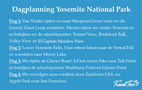Dagplanning Yosemite National Park