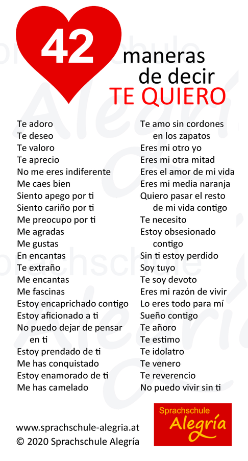 42 Arten, auf Spanisch "ich liebe dich" zu sagen