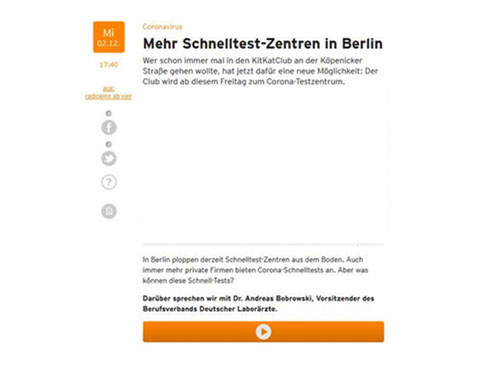 Screenshot radioeins.de - Website von Radio 1, Rundfunk Berlin-Brandenburg (RBB)